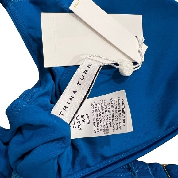 NEW Trina Turk front tie bikini top size 12 blue - Picture 11 of 13